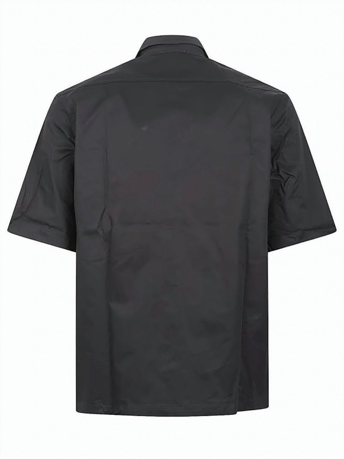 Structured Black Short-Sleeve Shirt with Utility Pockets