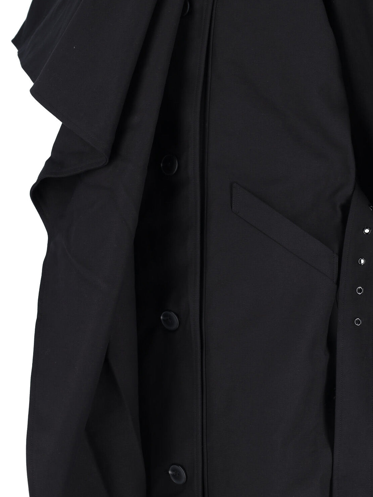 Black Asymmetrical Cape Overlay Jacket