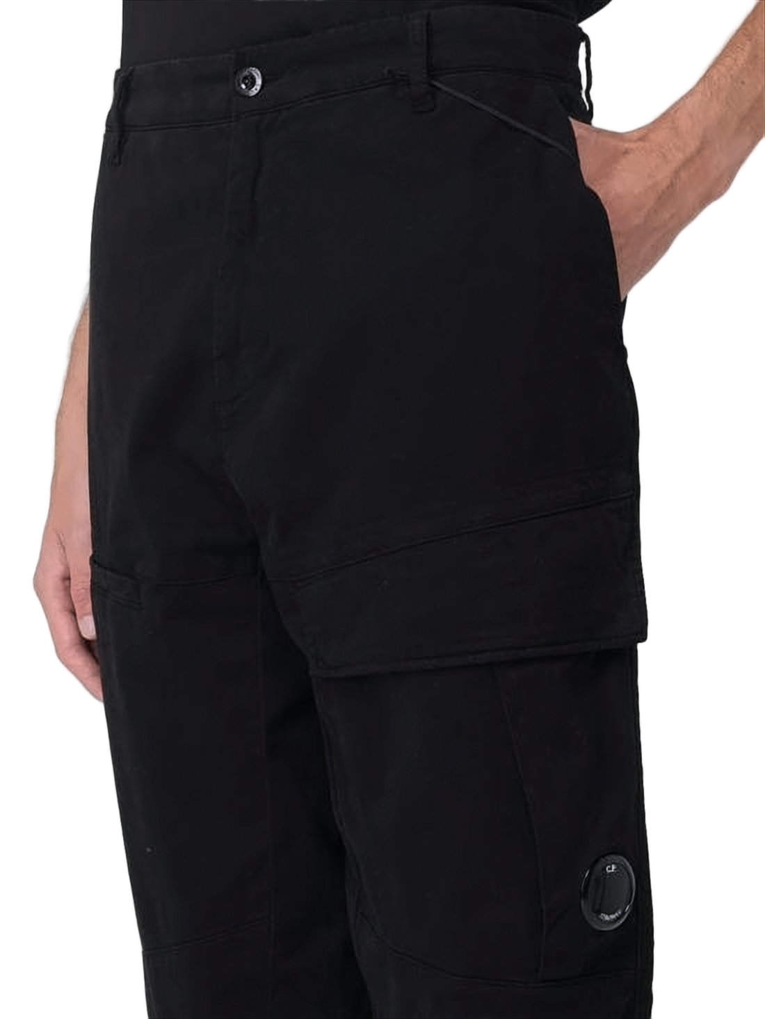 Minimalist Black Straight Pants with Utilitarian Flap Pocket