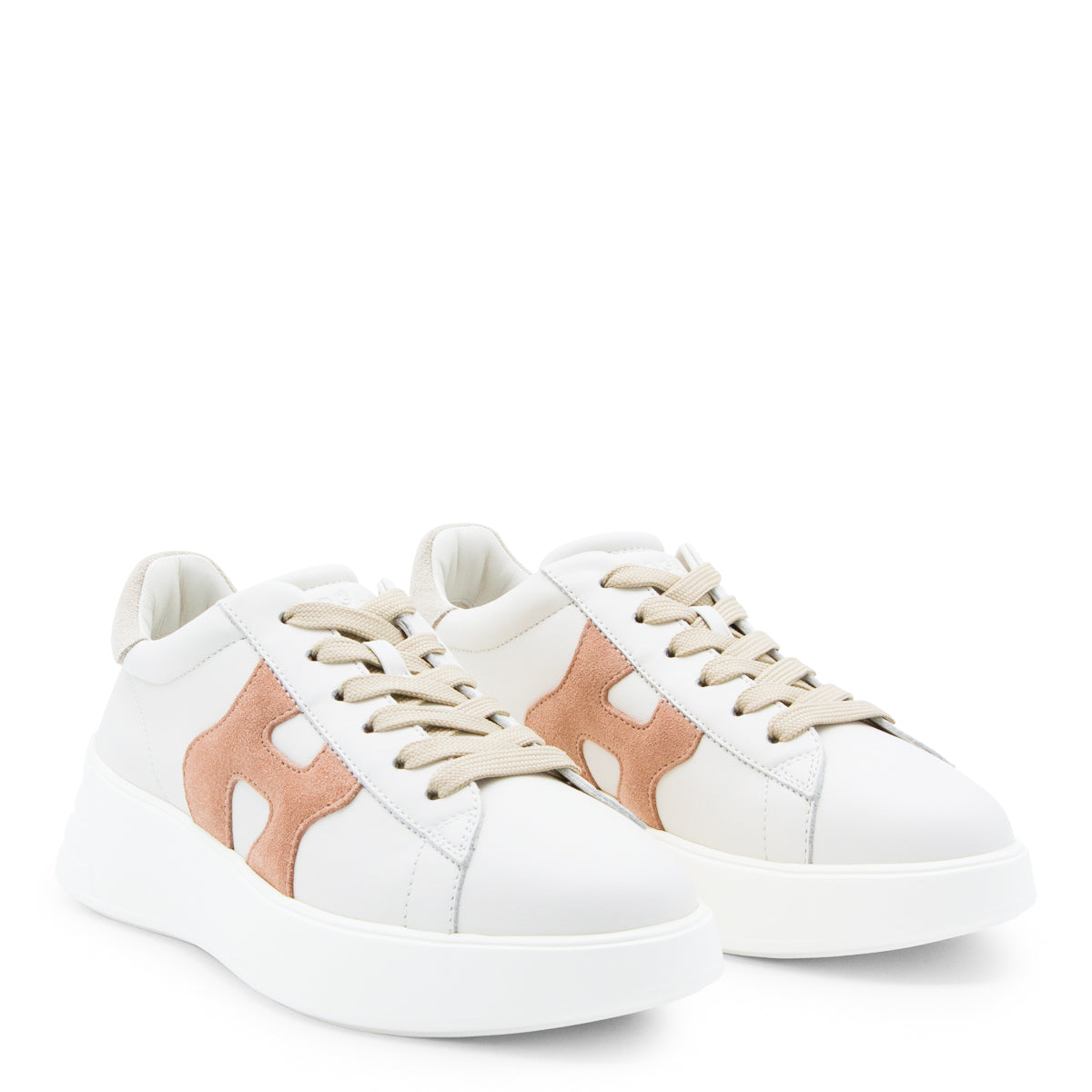 White Leather Sneakers with Suede Accent