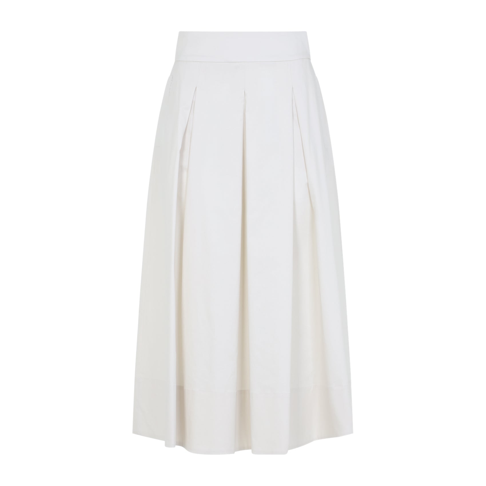 Midi Skirt In Nude Cotton-Elastane Blend