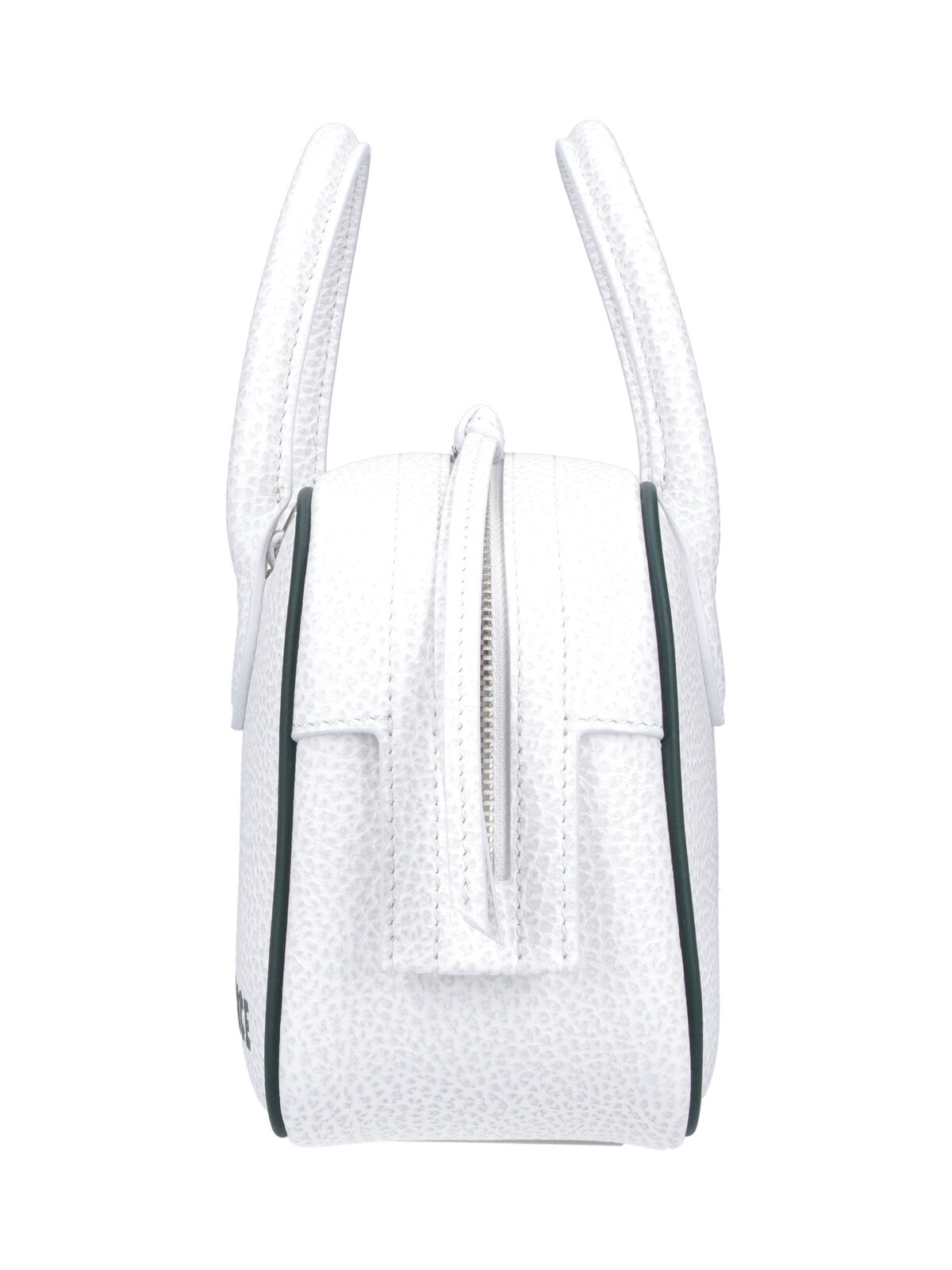 White Rectangular Textured Leather Logo Bag