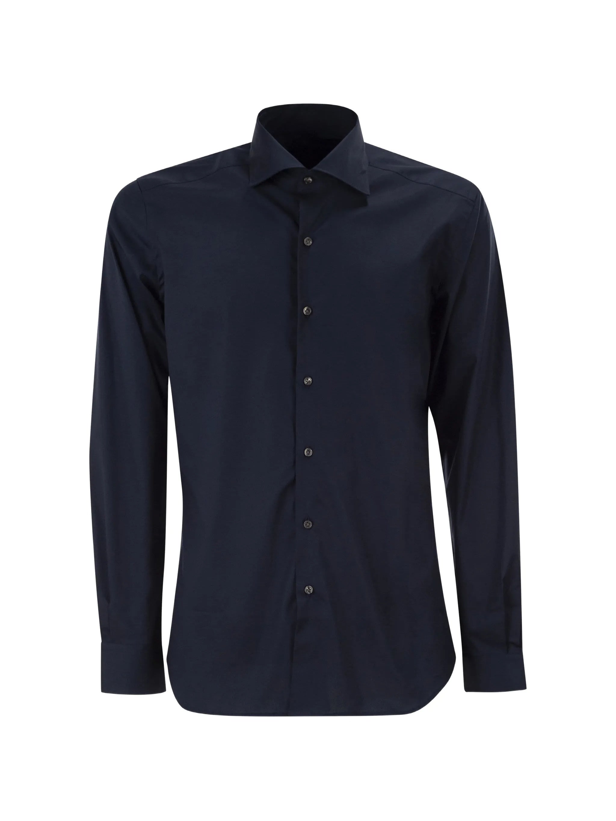 Tailored Long-Sleeve Black Button-Down Shirt