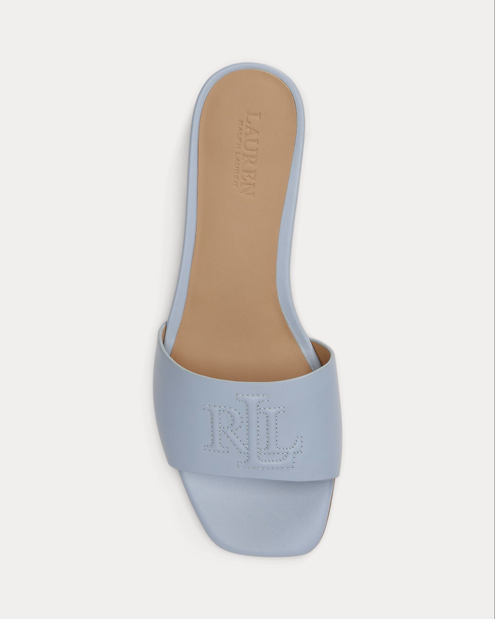 Slide Sandal with Wide Strap and Embossed Initials