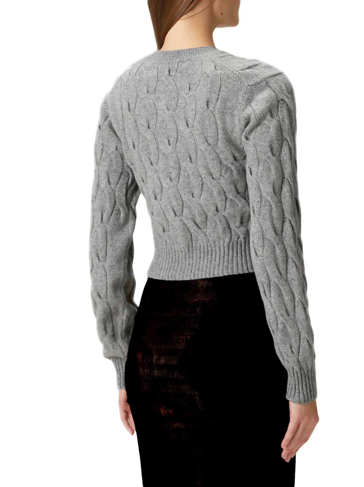 Cropped Cable Knit Cardigan