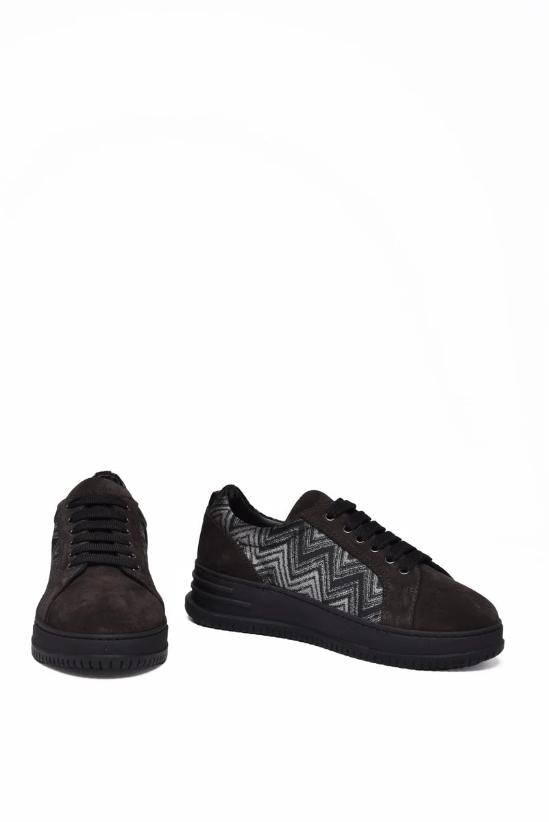 Fabric and Suede Sneakers - Black