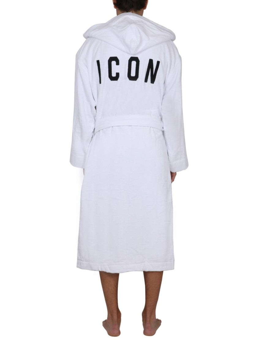 Hooded Bathrobe With Adjustable Waist Belt