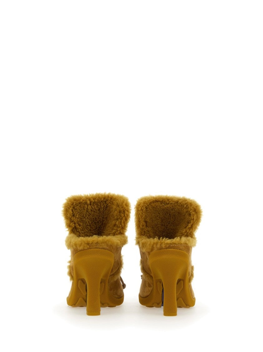 High Heel Calf Suede Mules