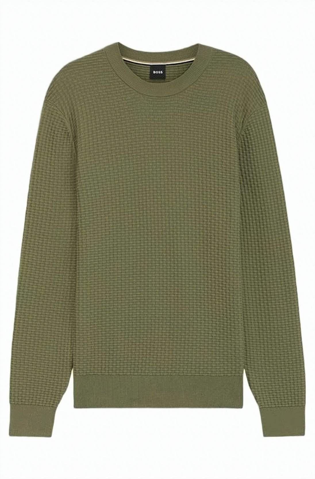 Textured Waffle Knit Crew Neck Sweatshirt