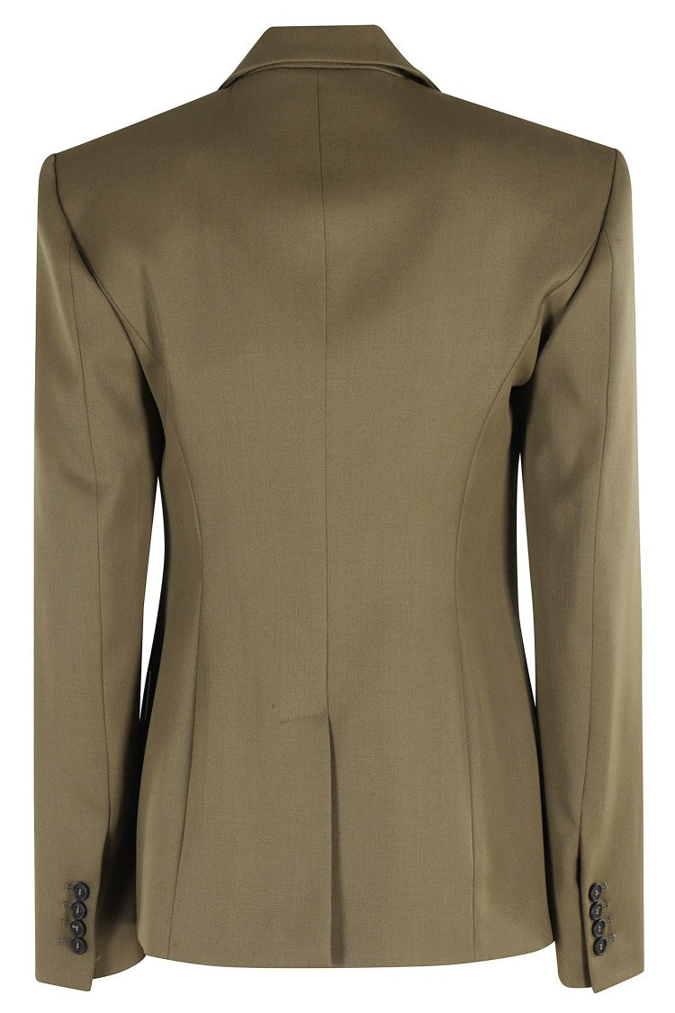 Military Green Tailored Blazer With Classic Lapel