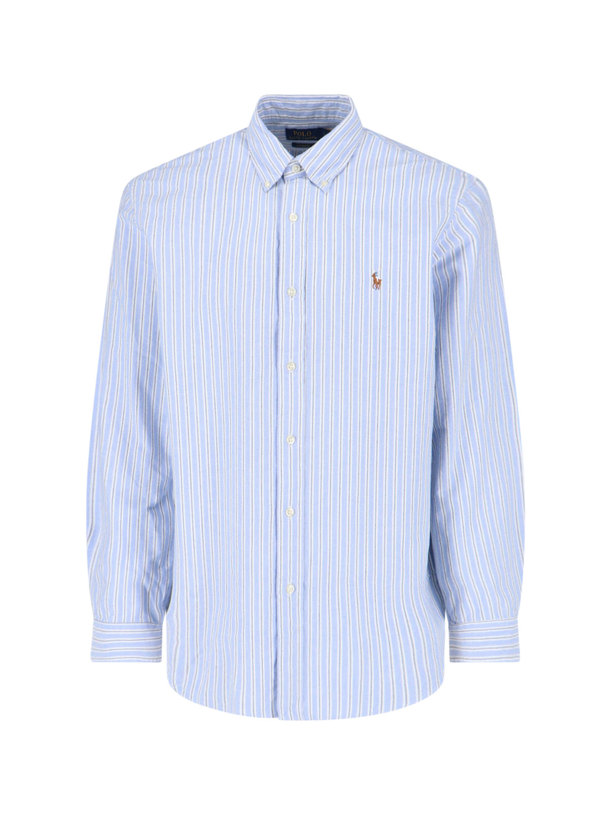 Tailored-Fit Blue Button-Down Shirt With Structured Collar