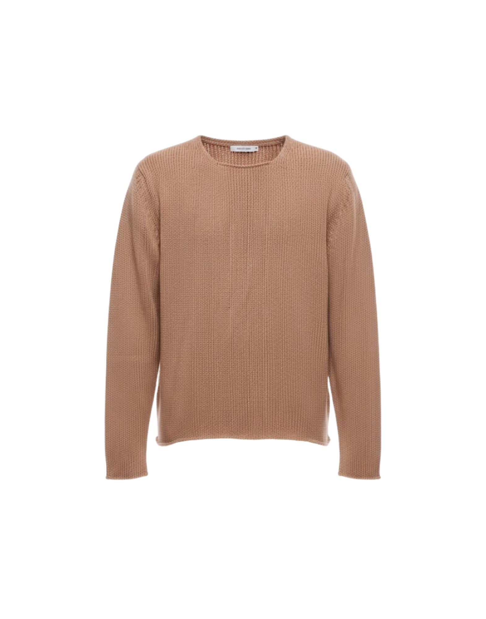 Textured Knit Beige Round Neck Sweater