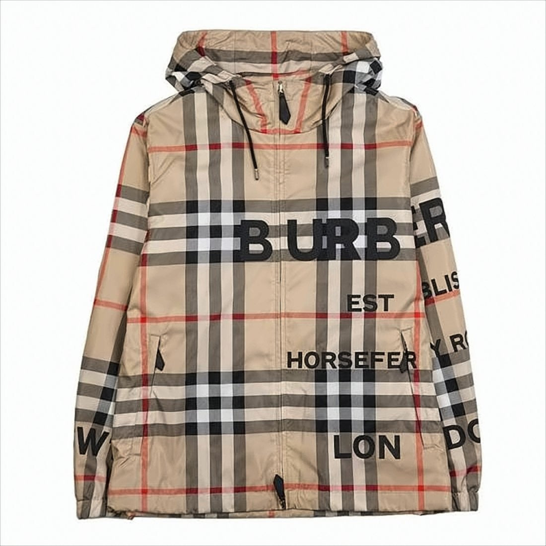 Checkered Hooded Jacket with Adjustable Drawstrings