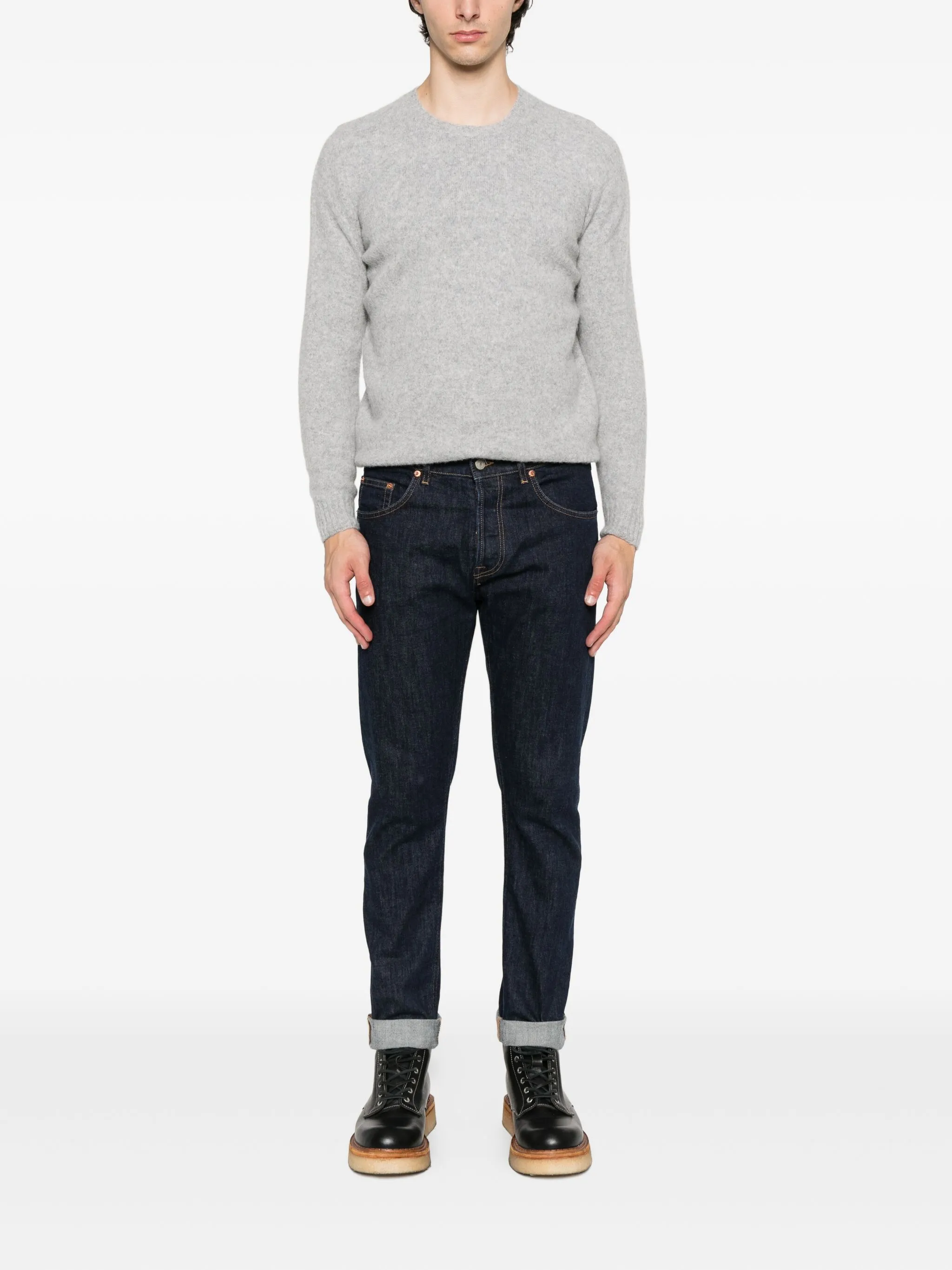 Garzato Grey Fuzzy Crewneck Sweater