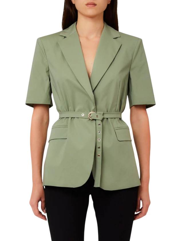 Short Sleeves Removable Belted Front Jacket