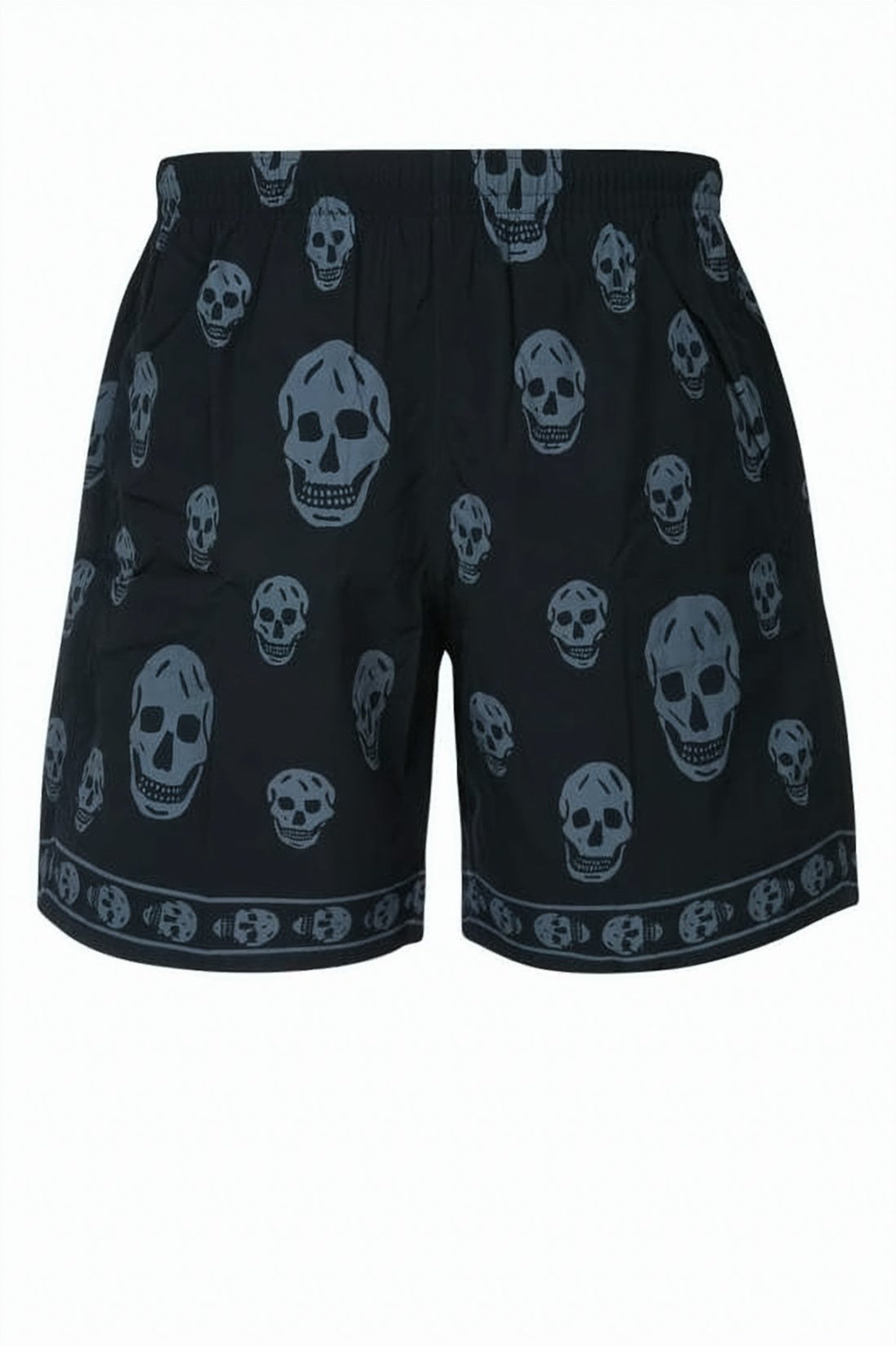 Skull Motif Black Polyamide Shorts