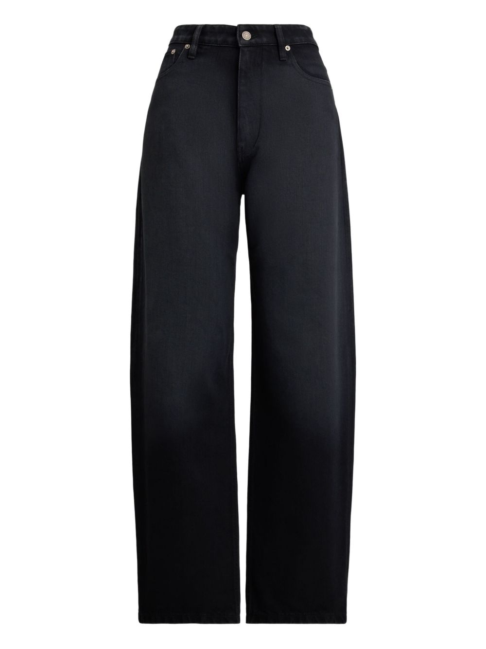 High-Waisted Wide-Leg Denim Jeans In Soft Black Cotton