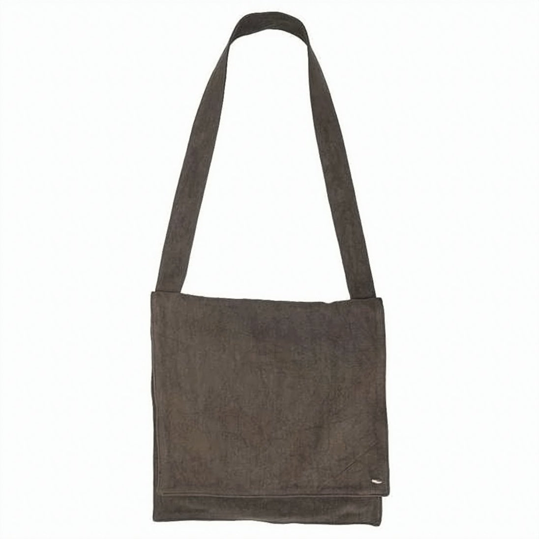 Linen Shoulder Bag With Flap Closure And Textured Finish