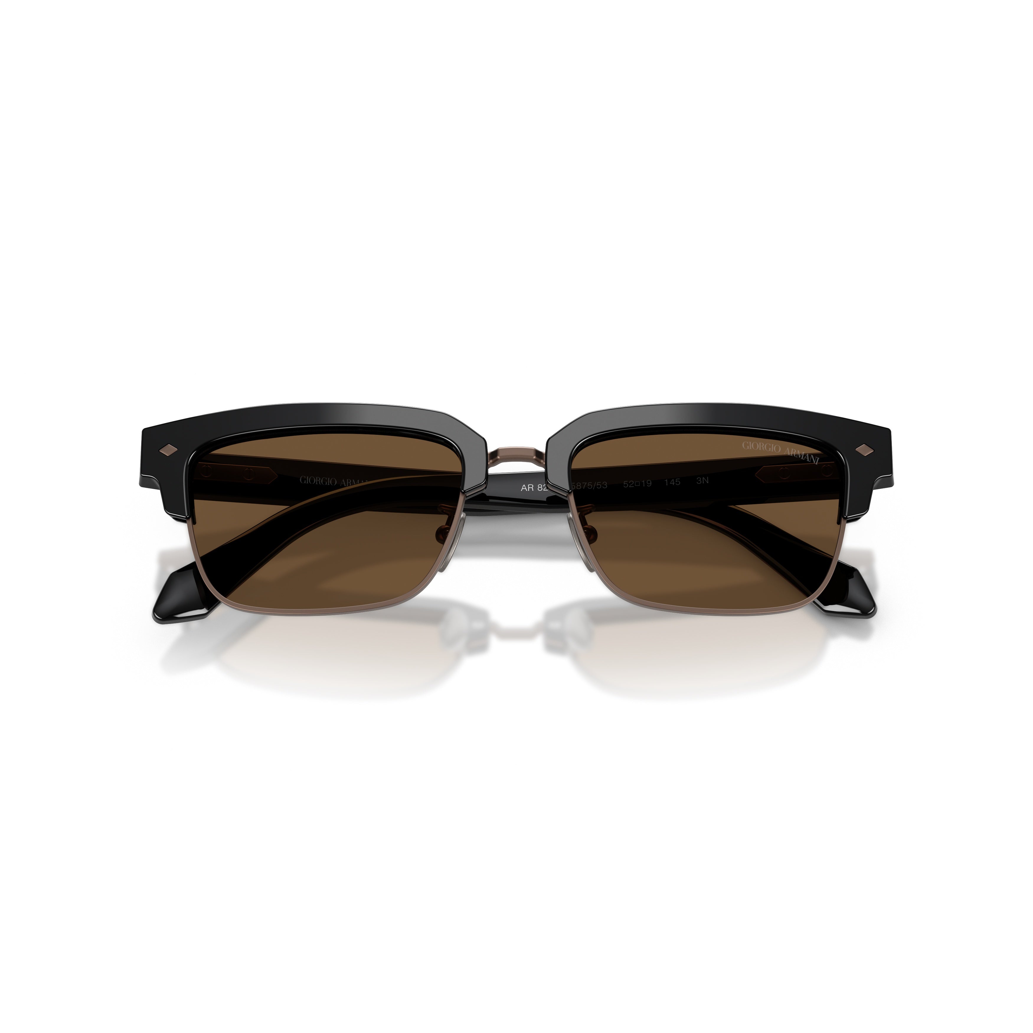 0ar8243 Rectangular Black Acetate Sunglasses with Brown Lenses