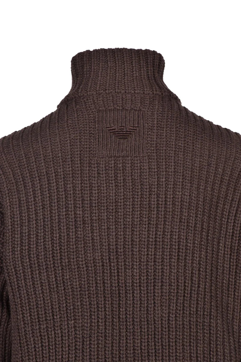 Knit Brown Zip Cardigan