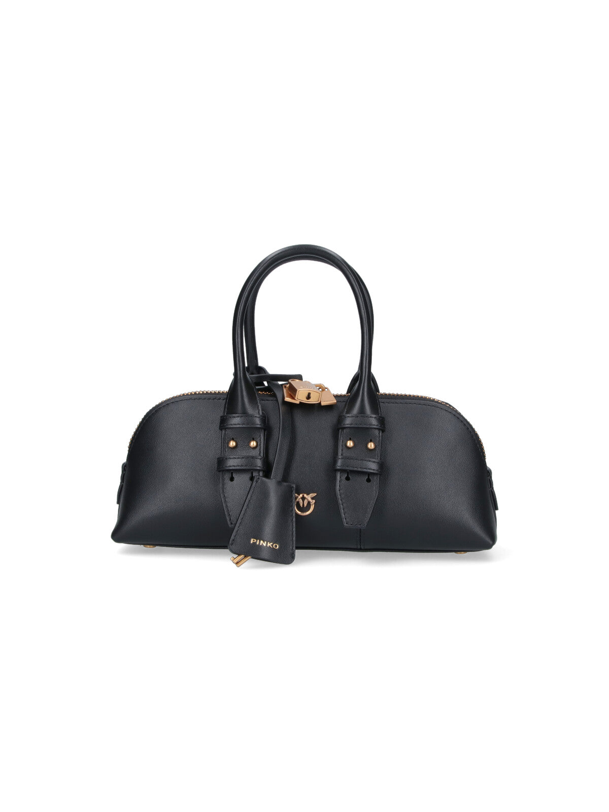 Structured Black Handbag With Detachable Shoulder Strap And Metallic Accents