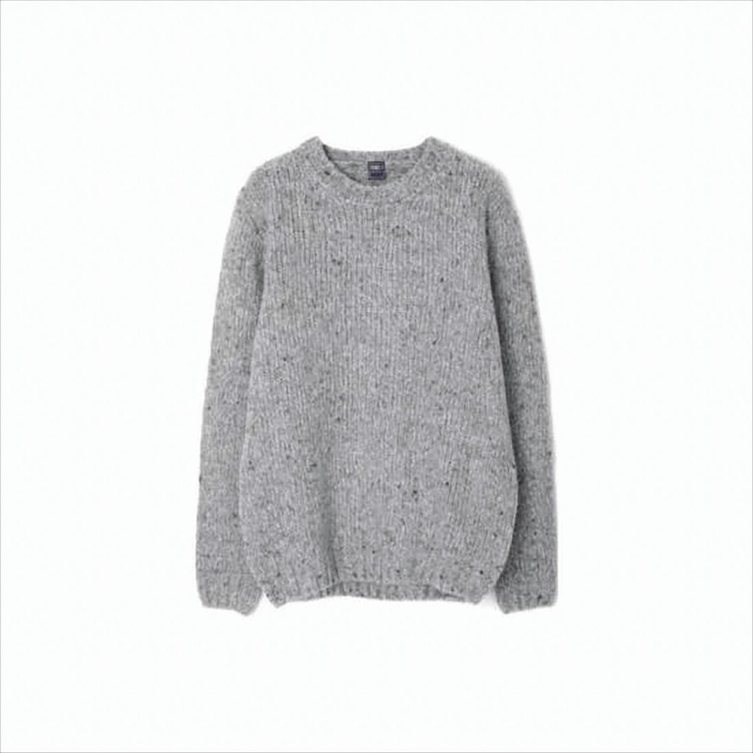 Speckled Grey Knit Sweater with Button Details