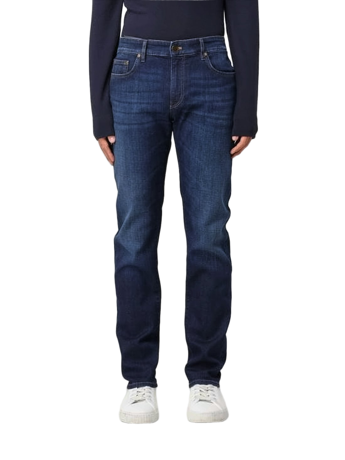 Classic Straight-Leg Denim Pants with Subtle Fading