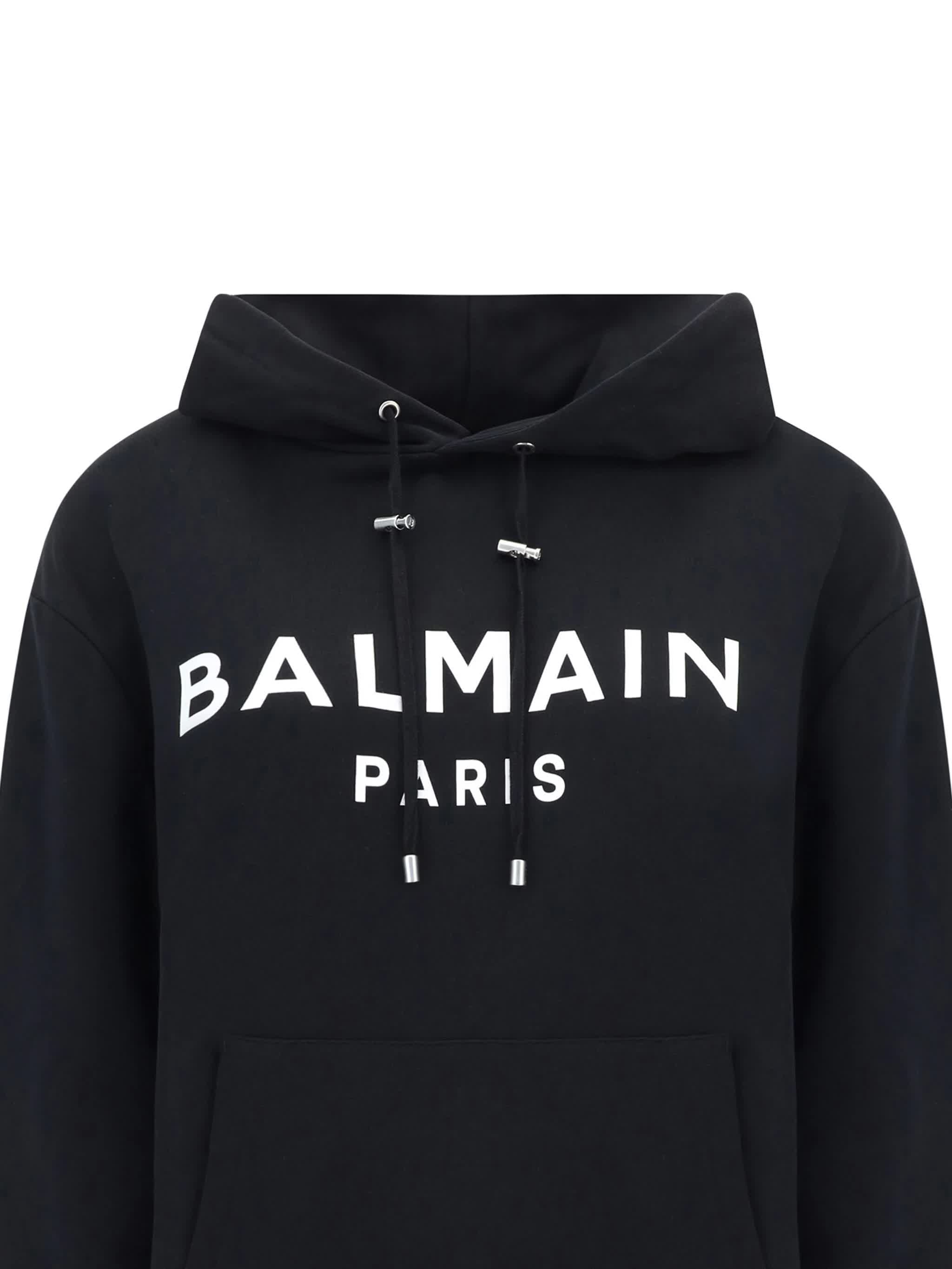 Black Print Relaxed Fit Cotton Hoodie