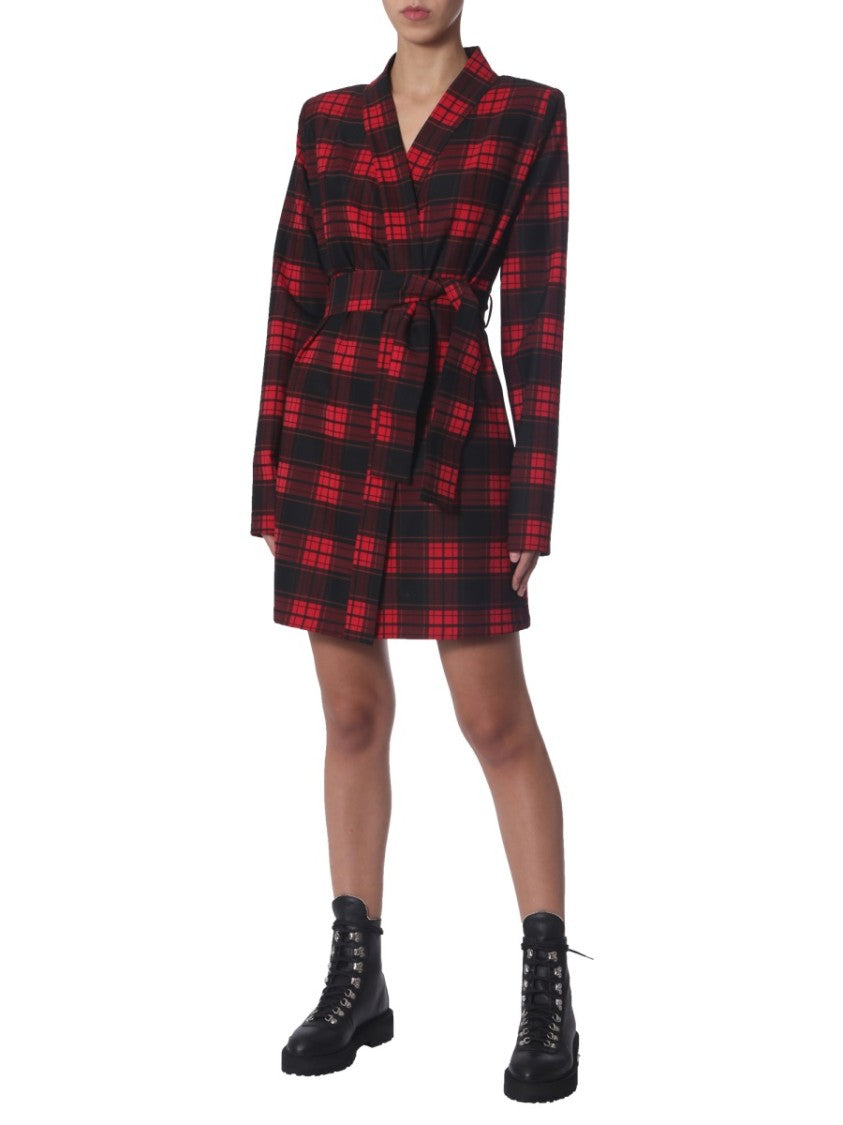 Wrap-Style Mini Dress With V-Neckline