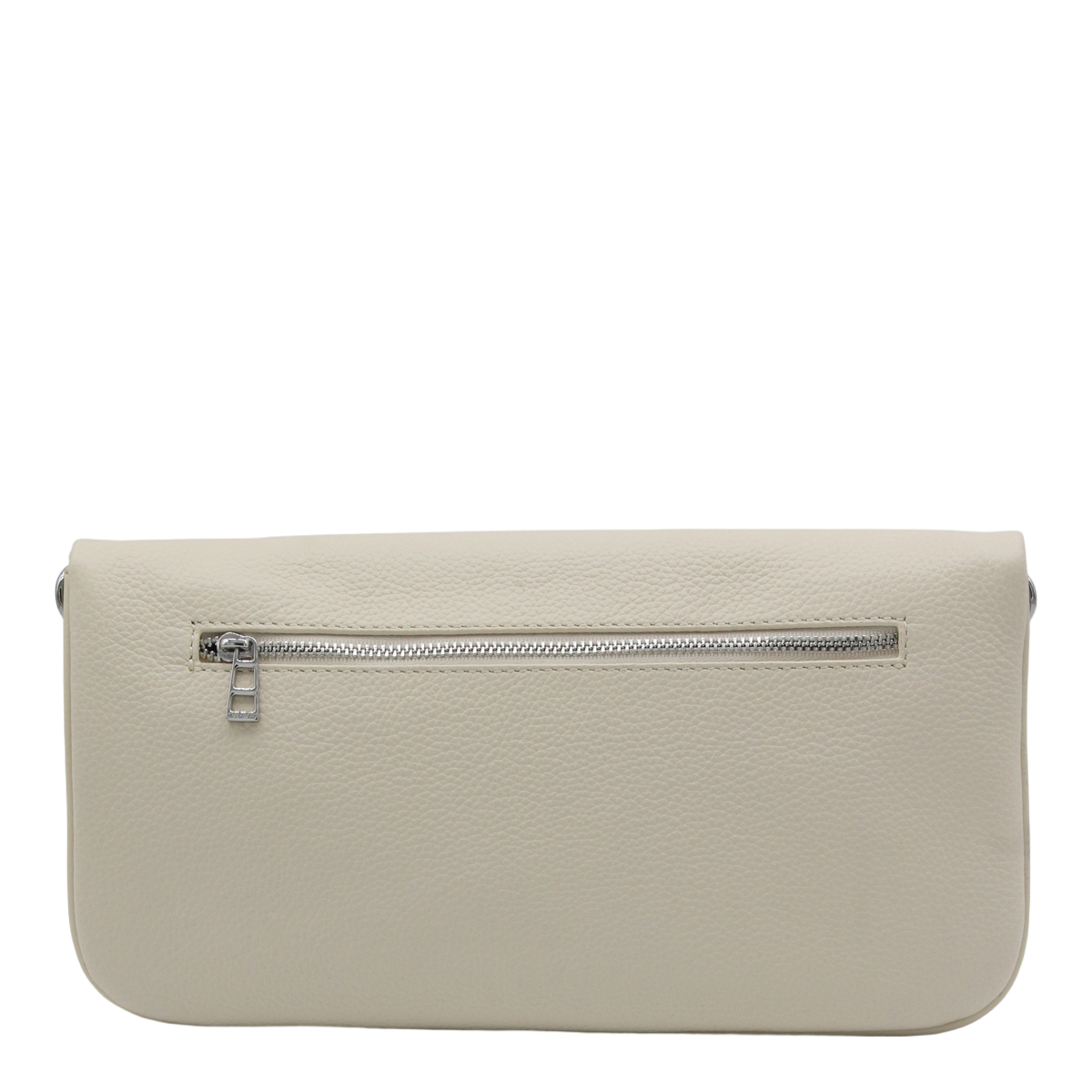 Rectangular Pebbled Clutch with Silver Detailing