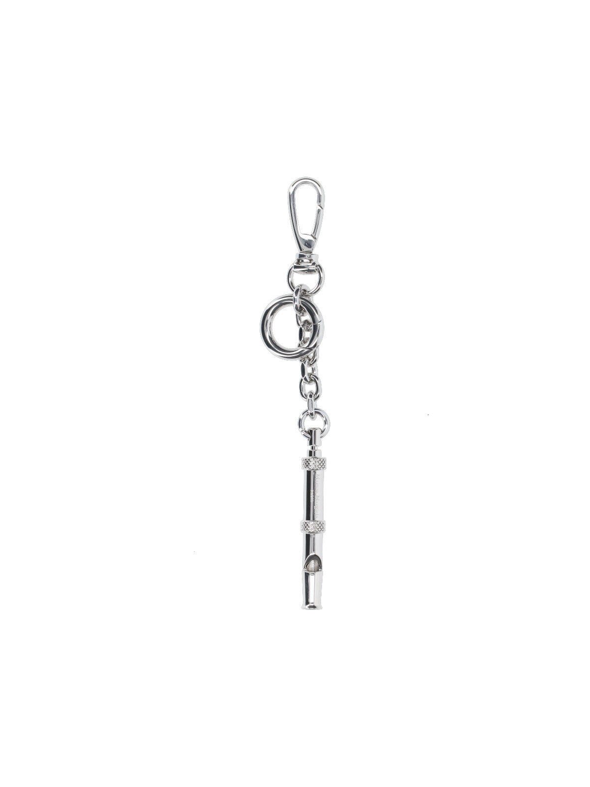 Silver-Plated Brass Keychain Charm With Whistle Design