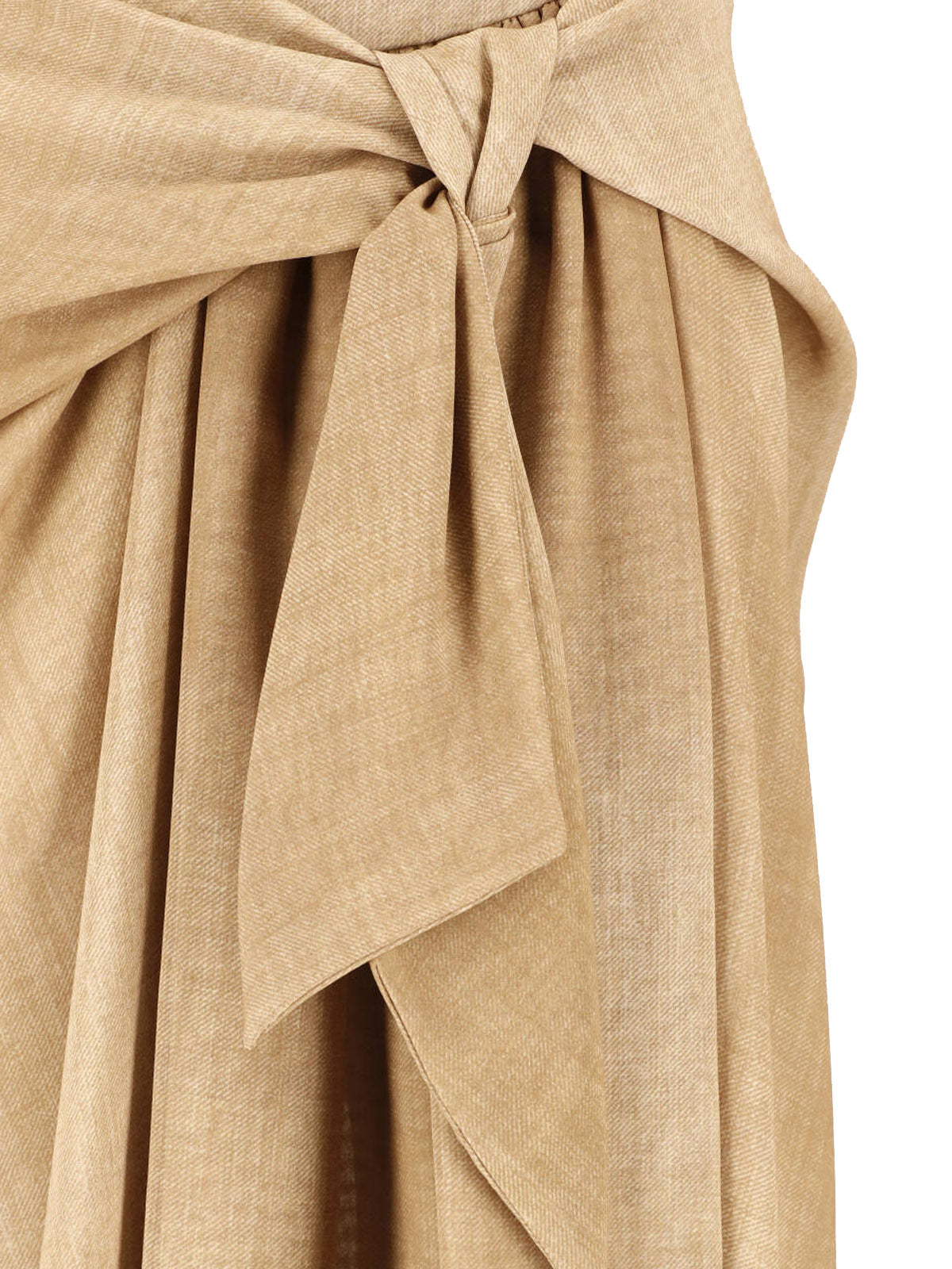 Black Draped Front Knot Midi Skirt