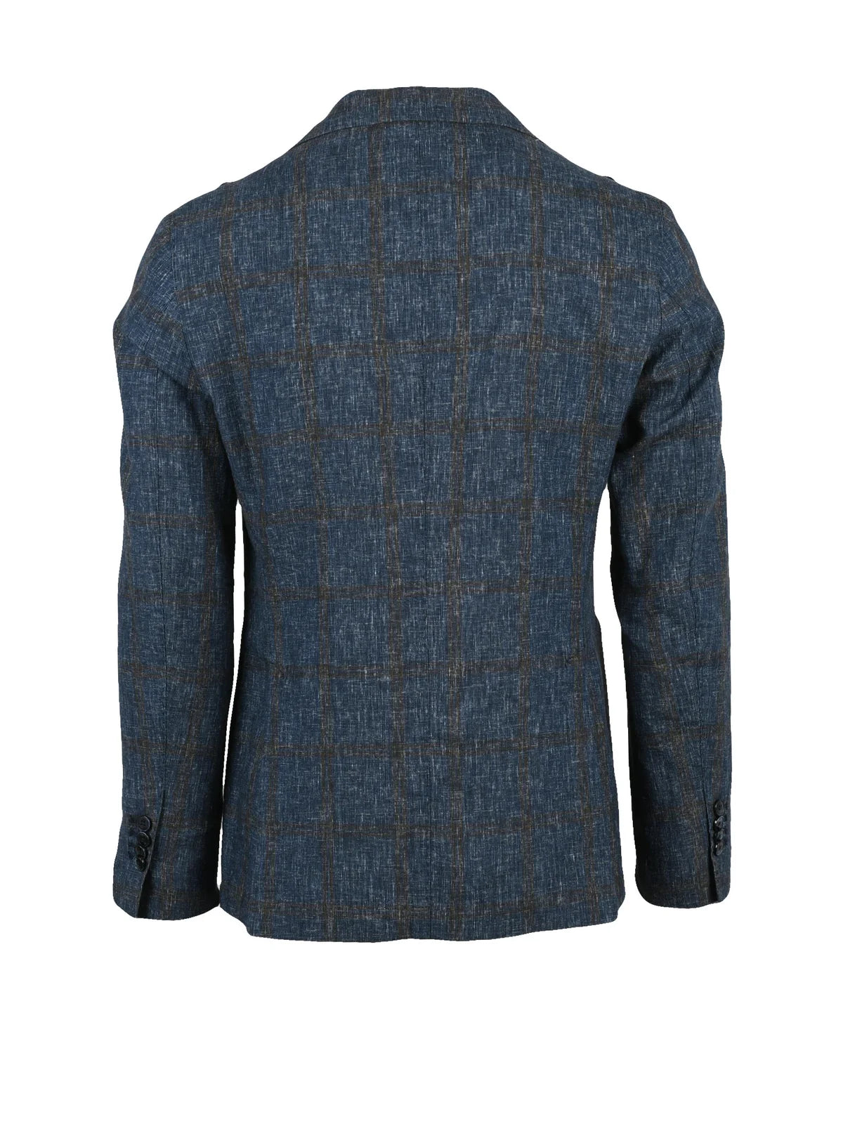 Blue Linen Cotton Fitted Jacket