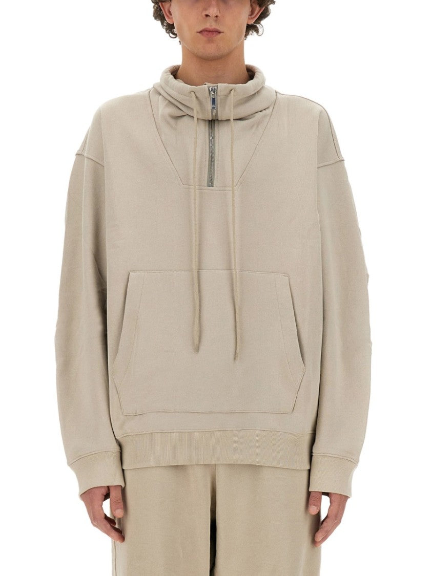 Half-Zip Sweatshirt With High Collar