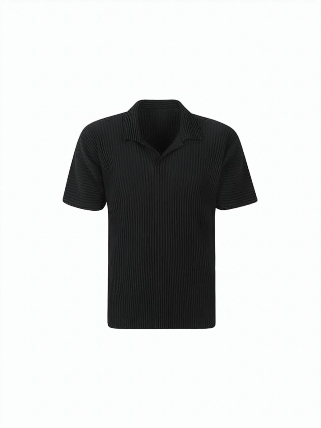 Pleated Black Short-Sleeve Top