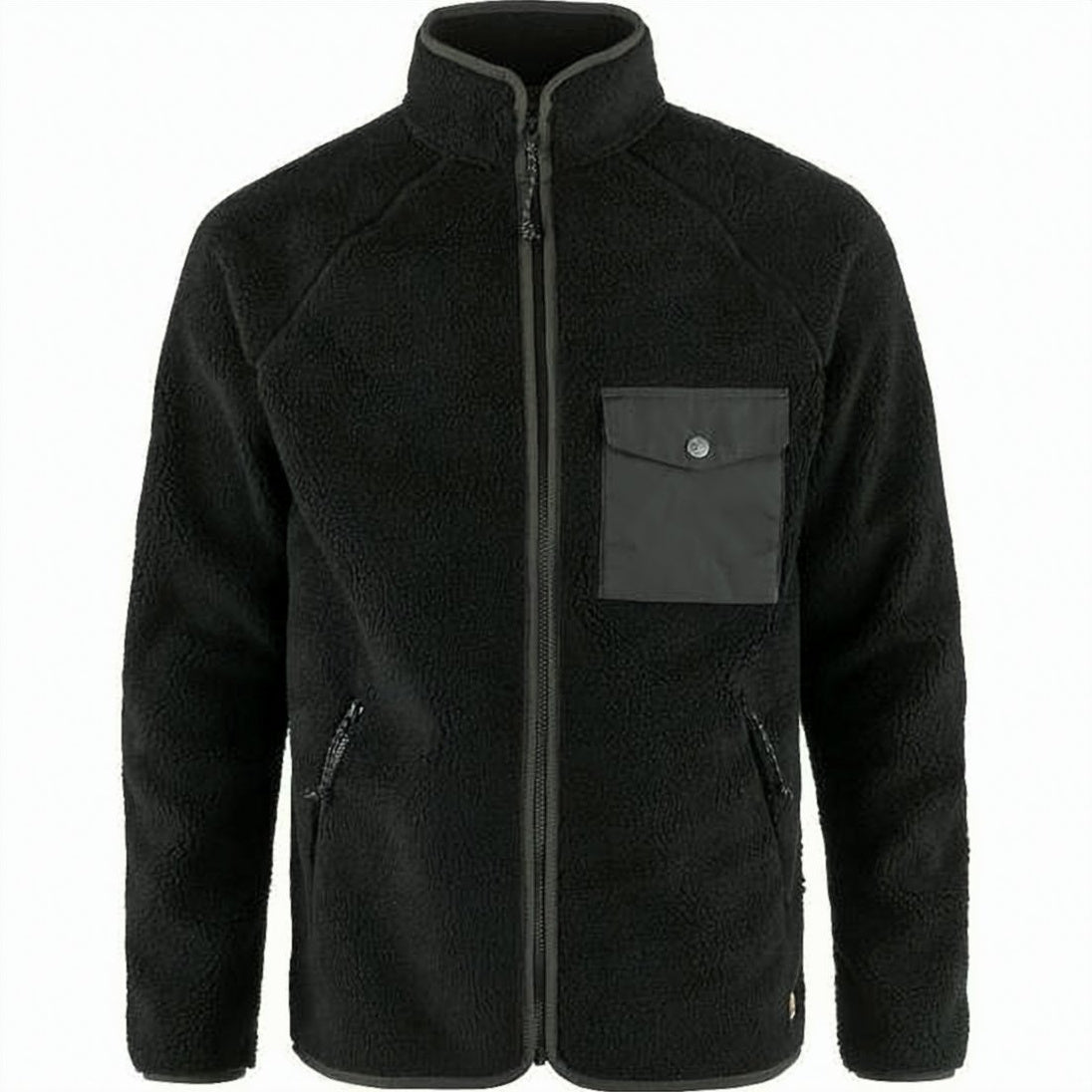 Minimalistic Black Fleece-Like Full-Zip Jacket