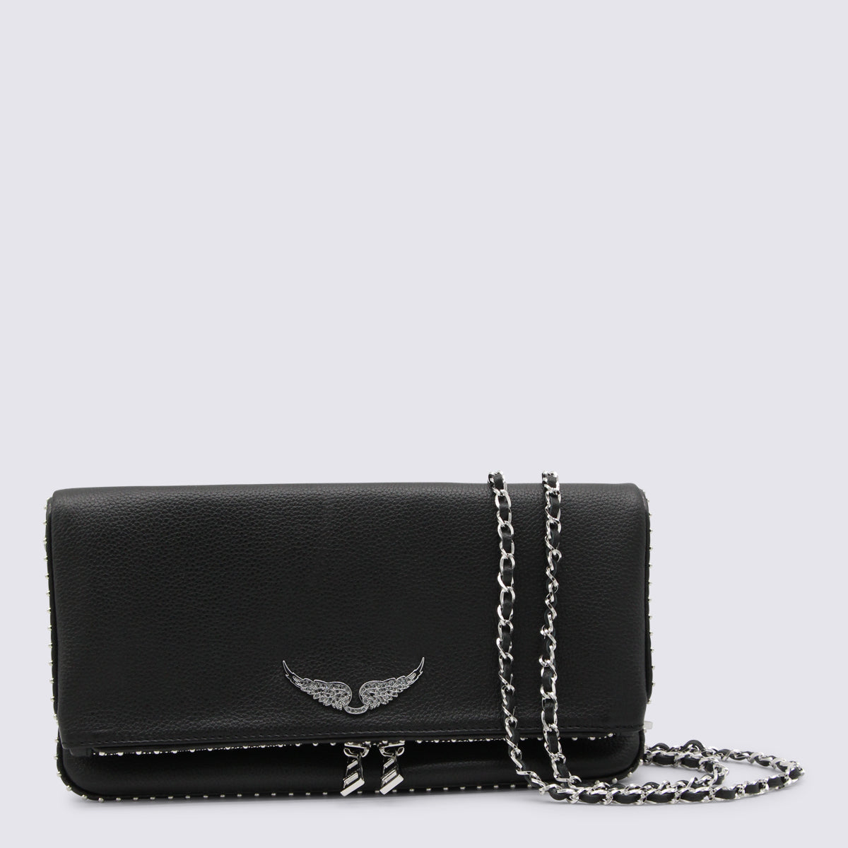 Black Rock Grained Leather Shoulder Bag