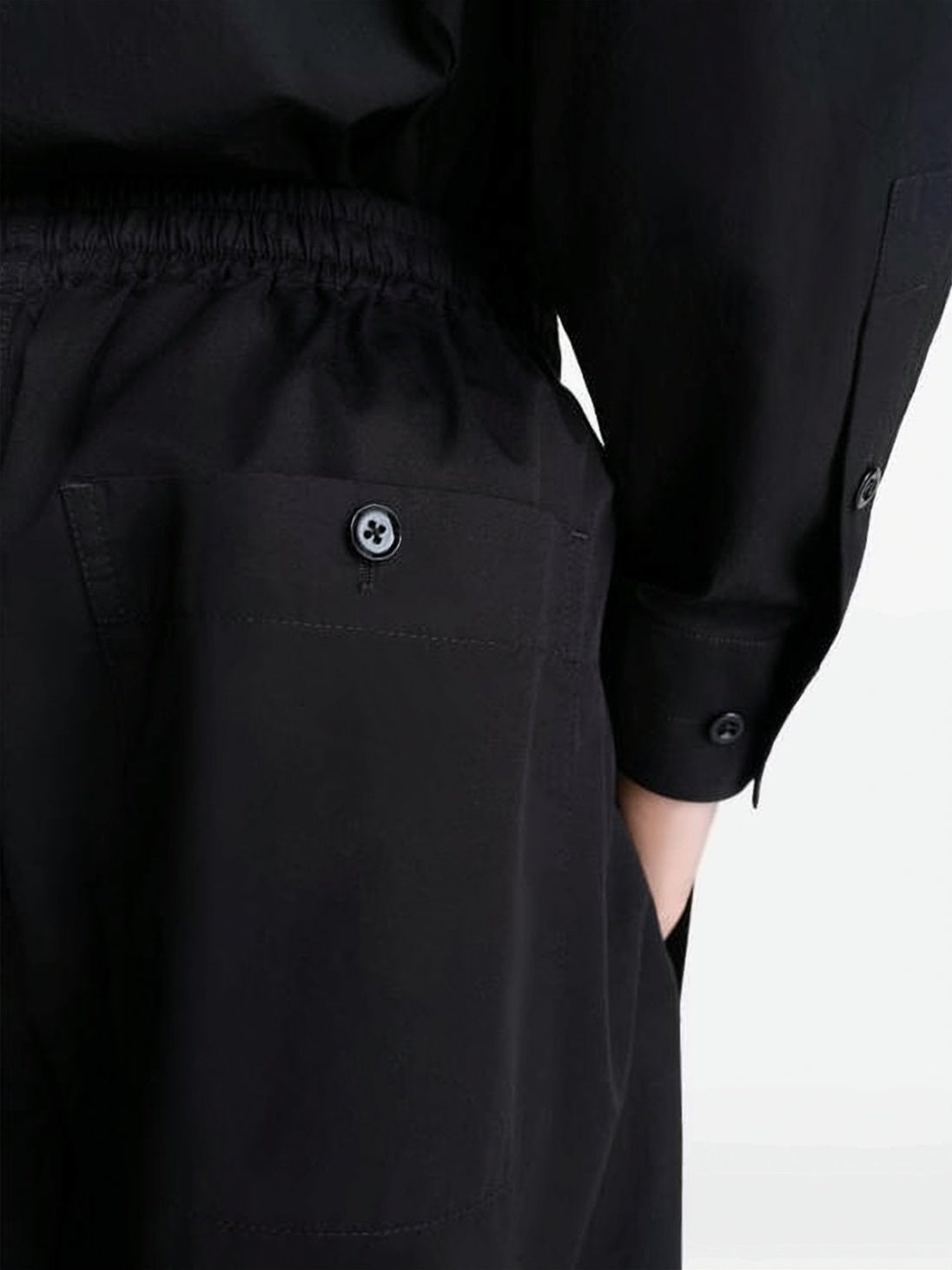 Wide-Leg Black Trousers with Adjustable Drawstring