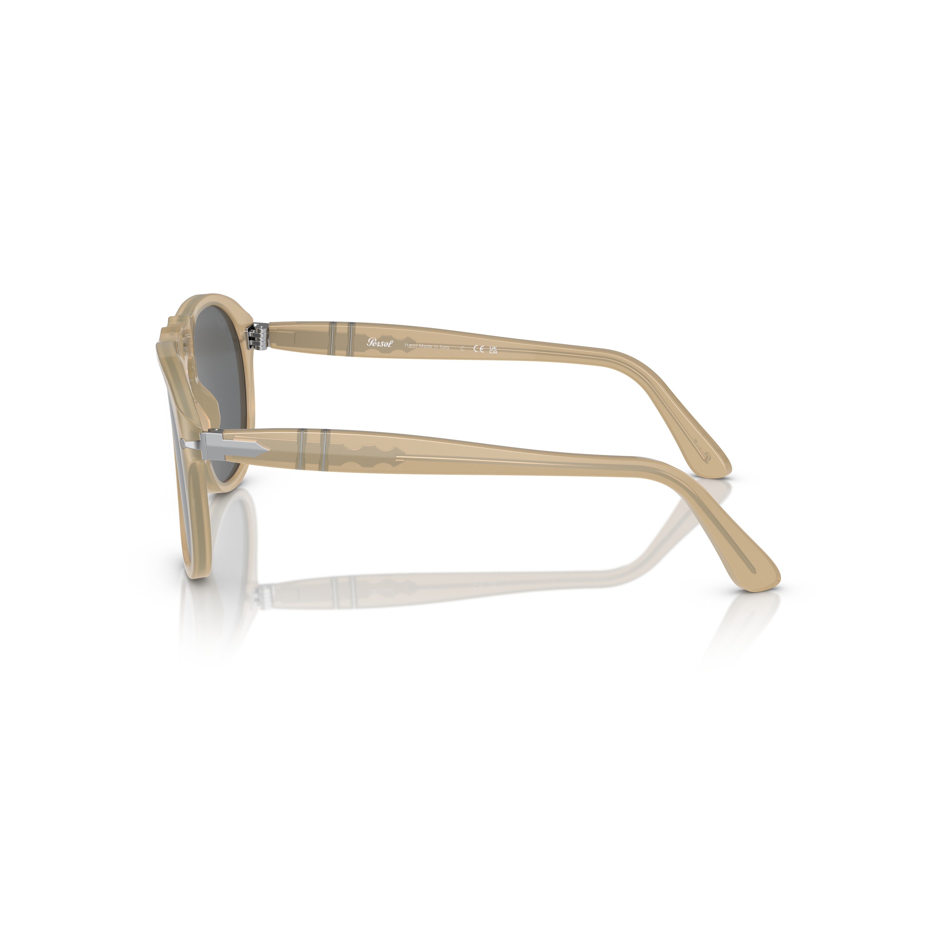 0po0649 Translucent Beige Acetate Sunglasses with Rounded Shape