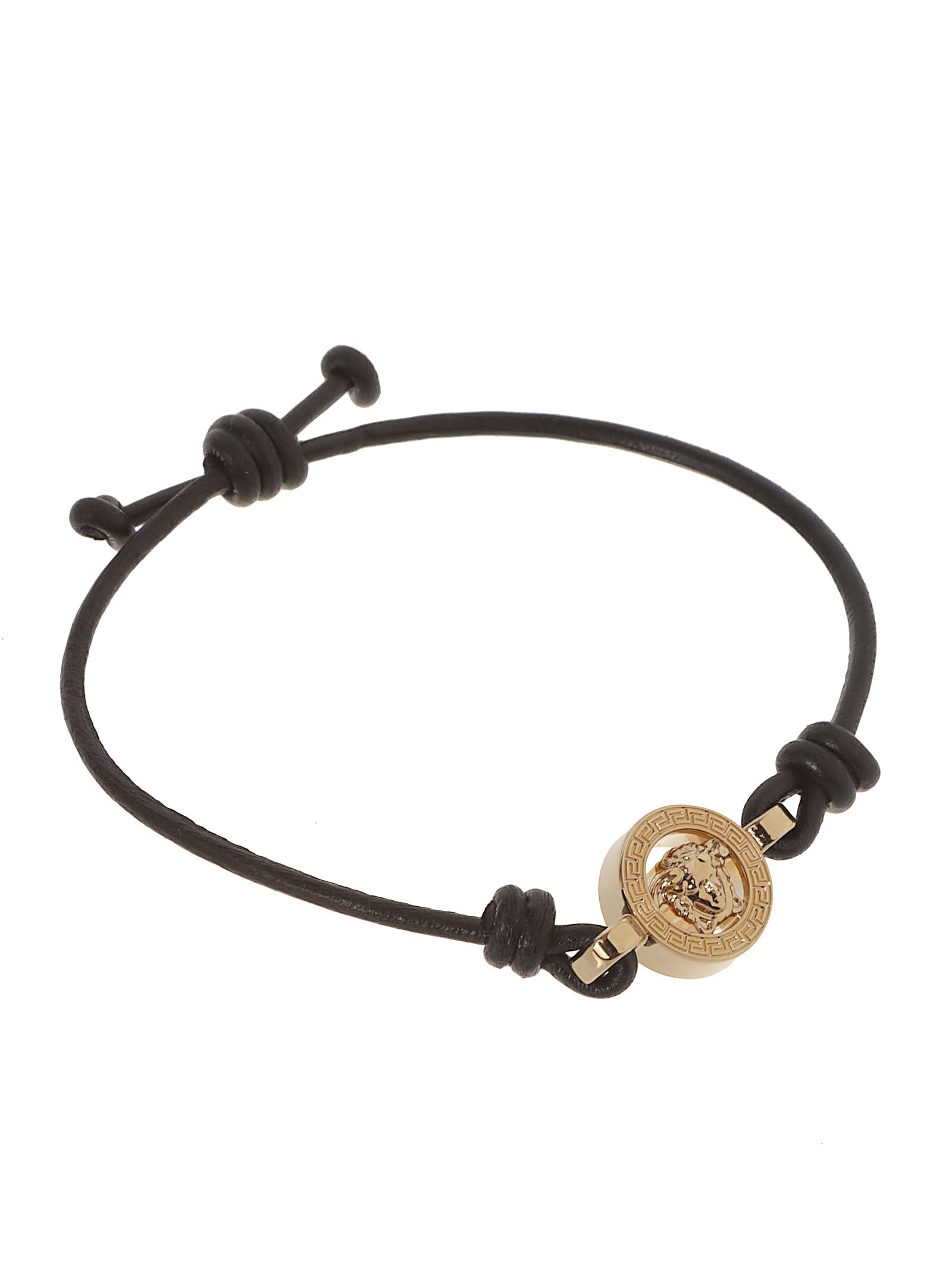 Gold Medusa Charm Bracelet with Adjustable Black Cord