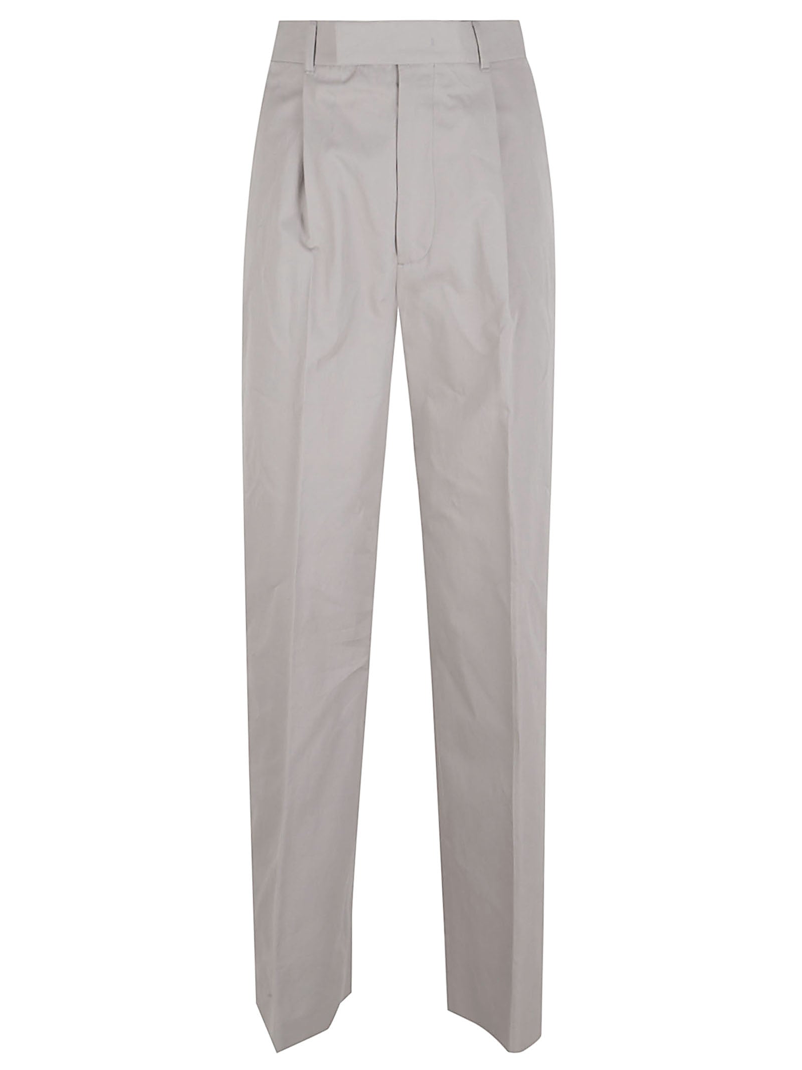 Beige Straight-Leg Trousers
