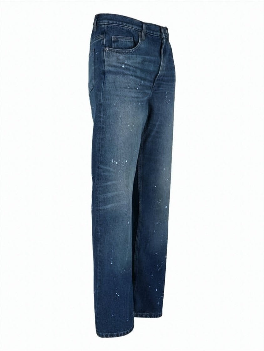 Mid-Blue Straight-Leg Denim Pants
