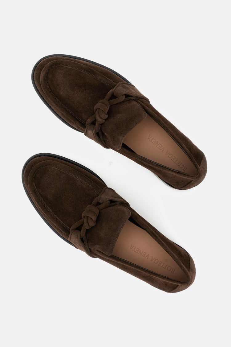 Brown Suede Moccasins With Knot Detail