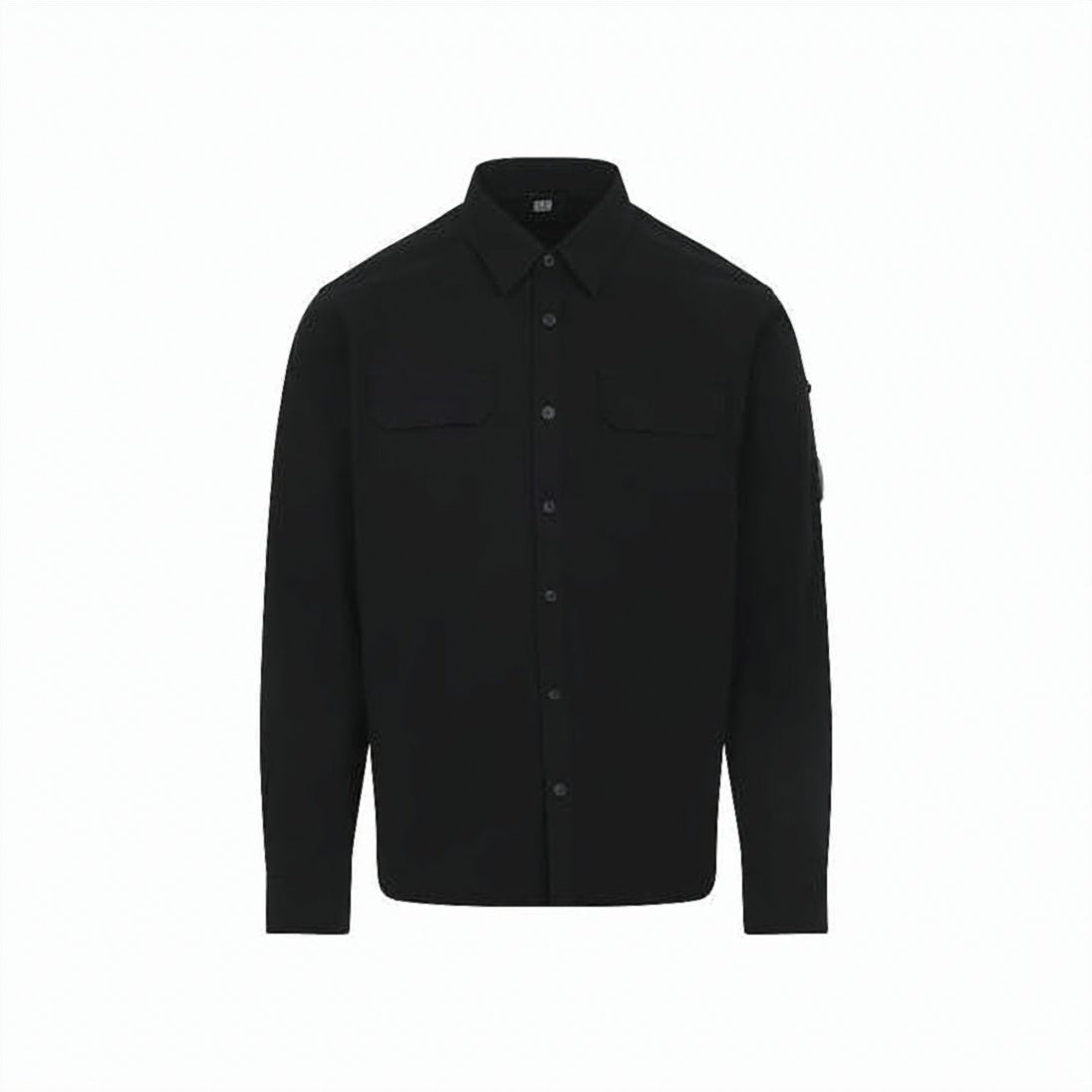 Long-Sleeve Shirt with Classic Collar and Circular Lens Detail