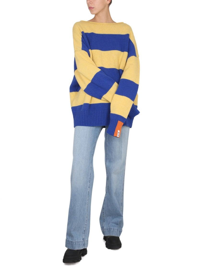 Oversized Knit Sweater With Striking Blue