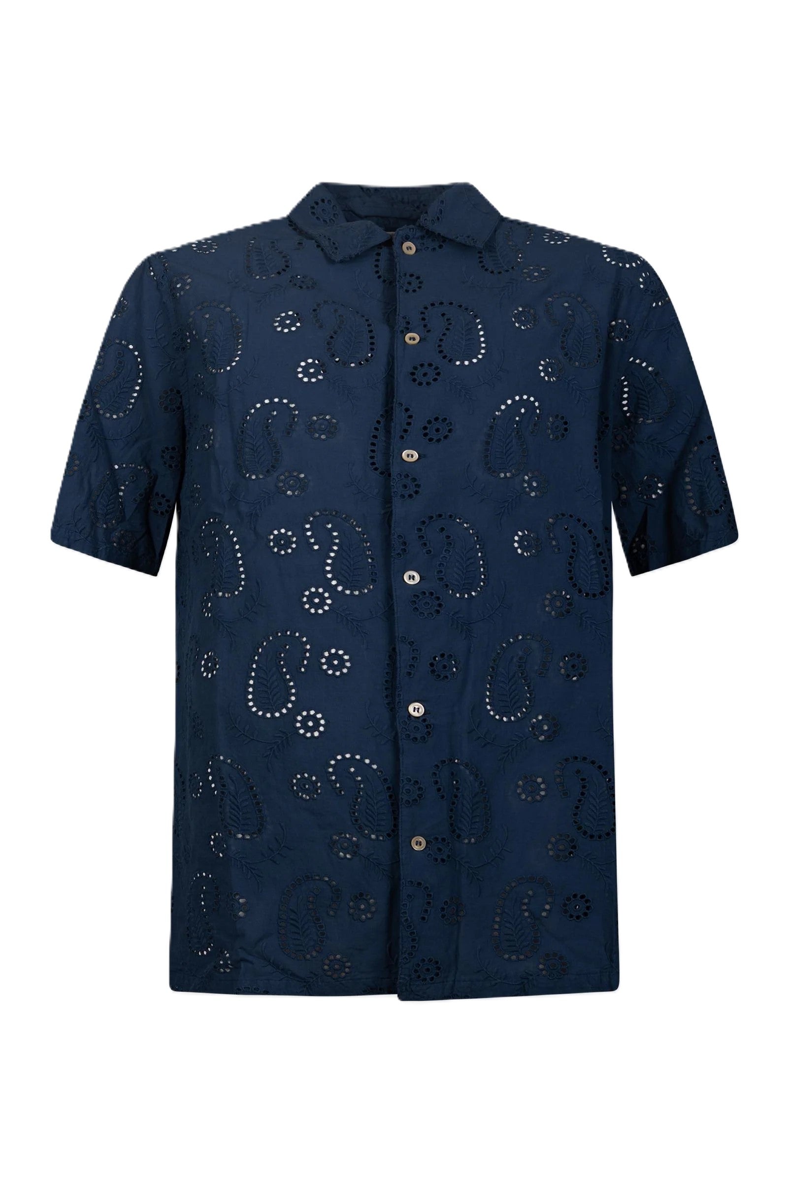 Subtle Paisley Patterned Short-Sleeved Shirt