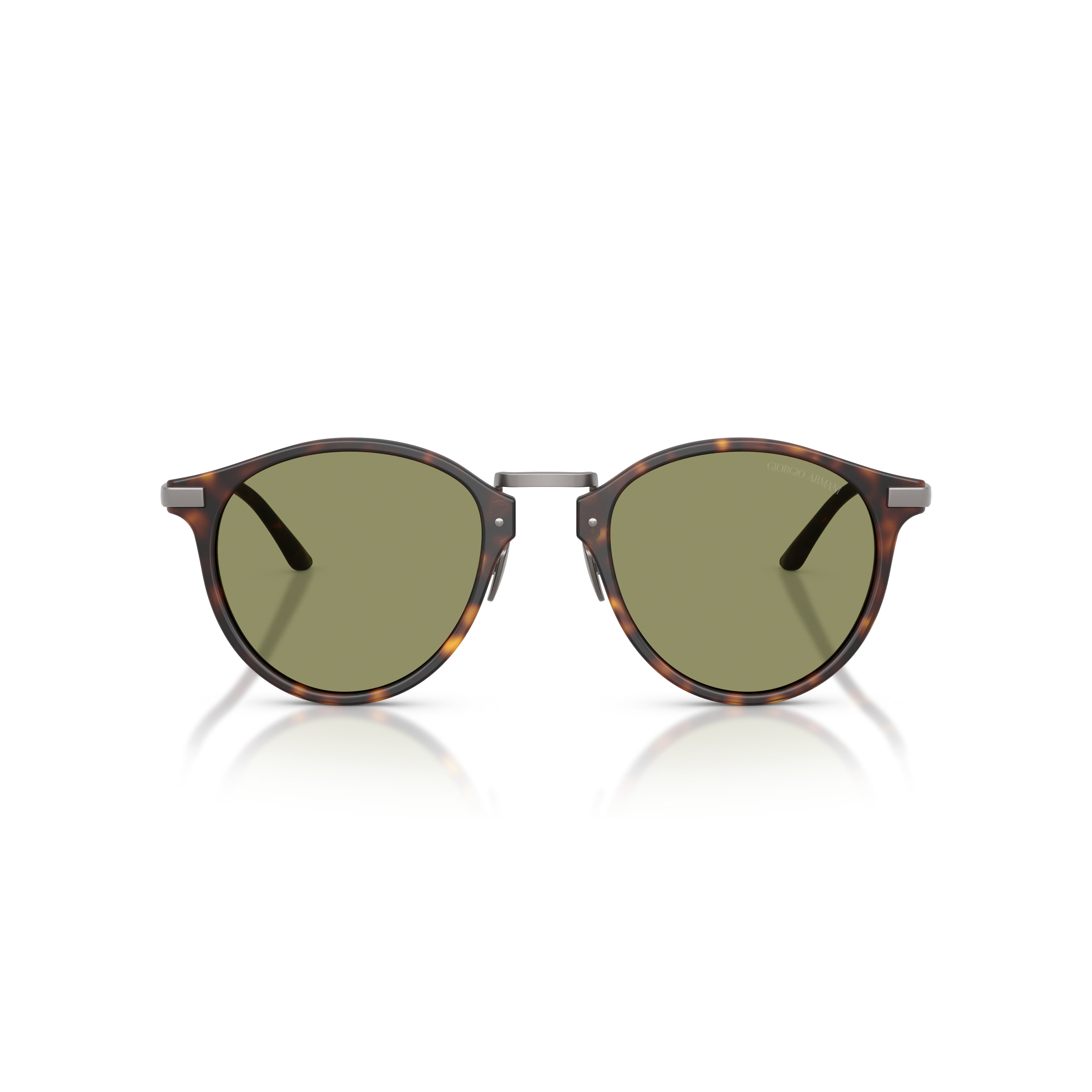 Round Tortoiseshell Acetate Sunglasses with Green-Tinted Lenses