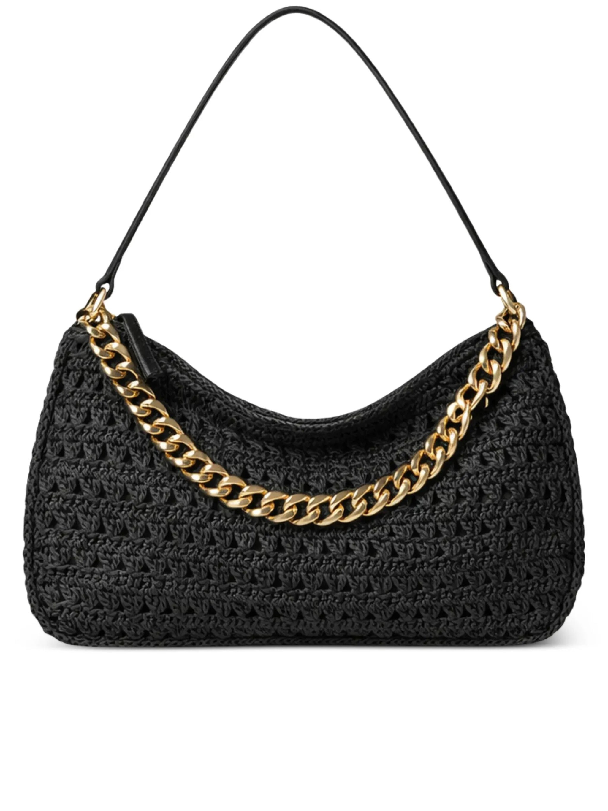 Black Crochet Rounded Shoulder Bag