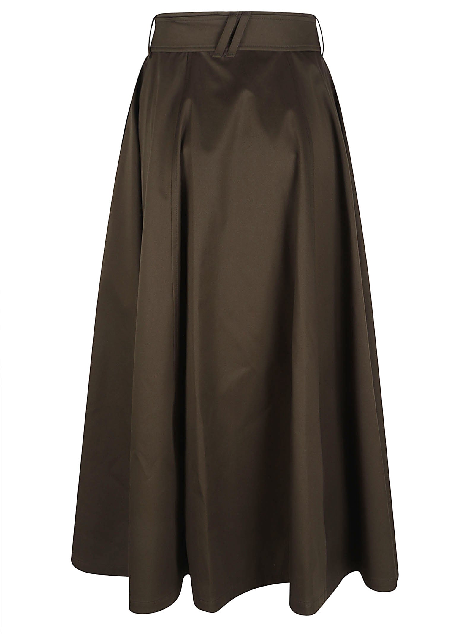 High-Waisted A-Line Skirt with Wrap Closure and Belt