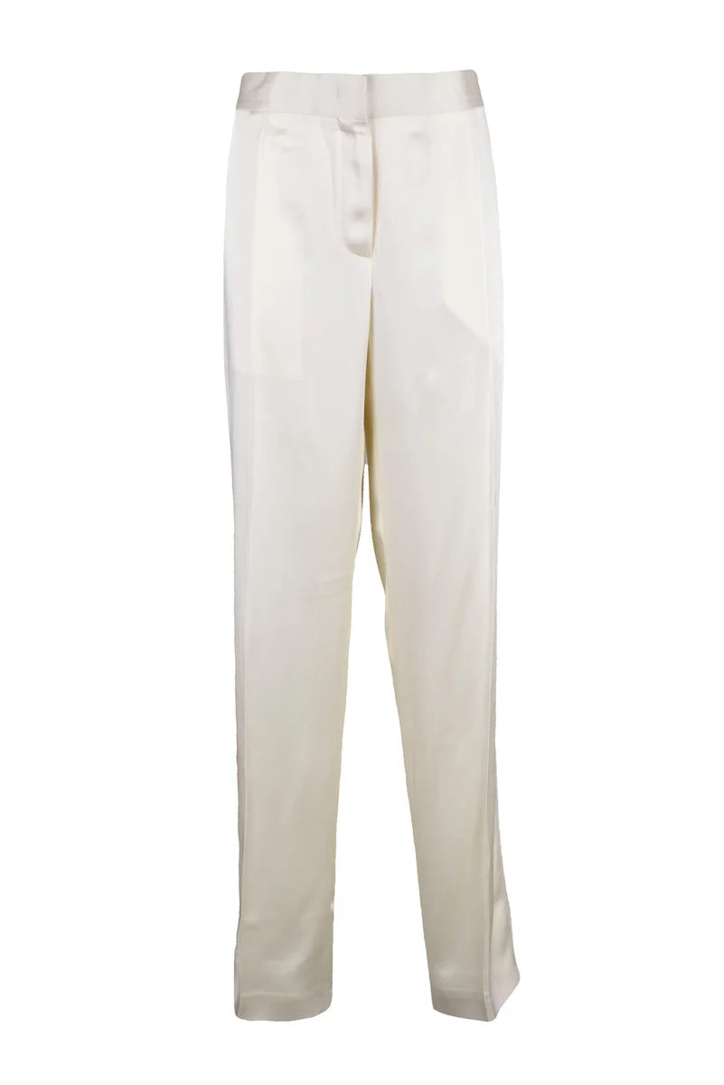 Satin Straight Leg Trousers - White